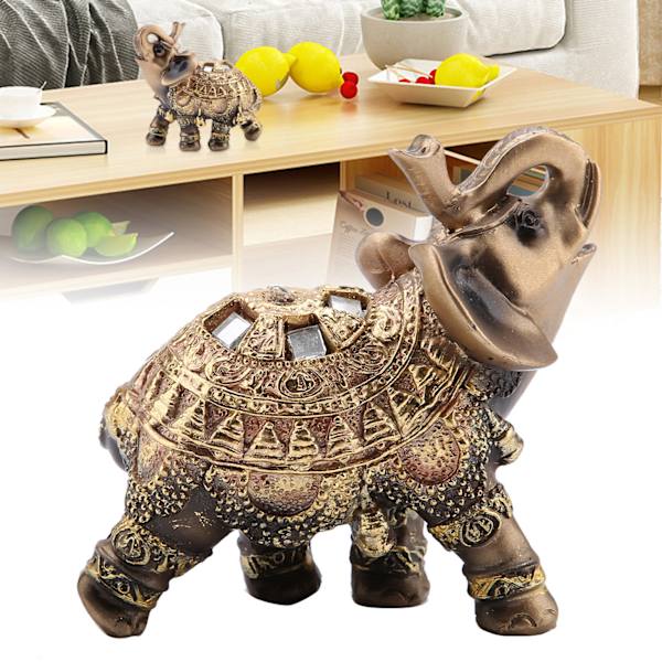 Lucky Feng Shui Kultainen Elefantti Patsas Veistos Varallisuus Figuraatti Lahja Kodinsisustus (M)