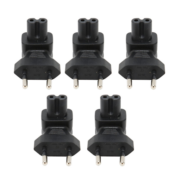 5 stk EU stik til IEC320 C7 strømadapter EU stik han til IEC320 C7 hun strømstik Adapter Albuestik EU stik 125-250V