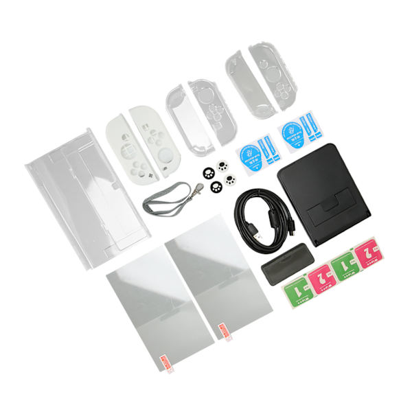Spelkonsol Tillbehör Bundle Kit Konsol Härdat Glas Film Tumgrepp Skyddande Väska Förvaringsväska Set för Switch OLED