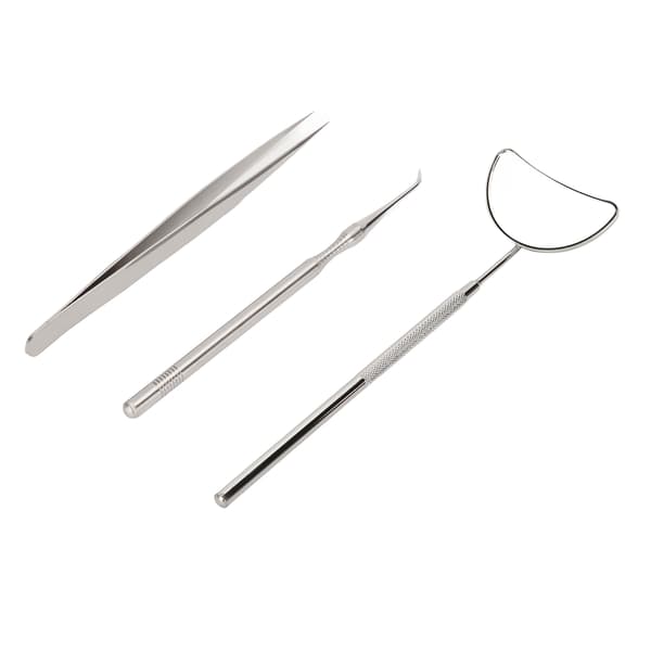 3 stk. Lash Lift Værktøj Rustfrit Stål Øjenvippeseparator Spejl Pincet Sæt til Vippeextensions Sølv