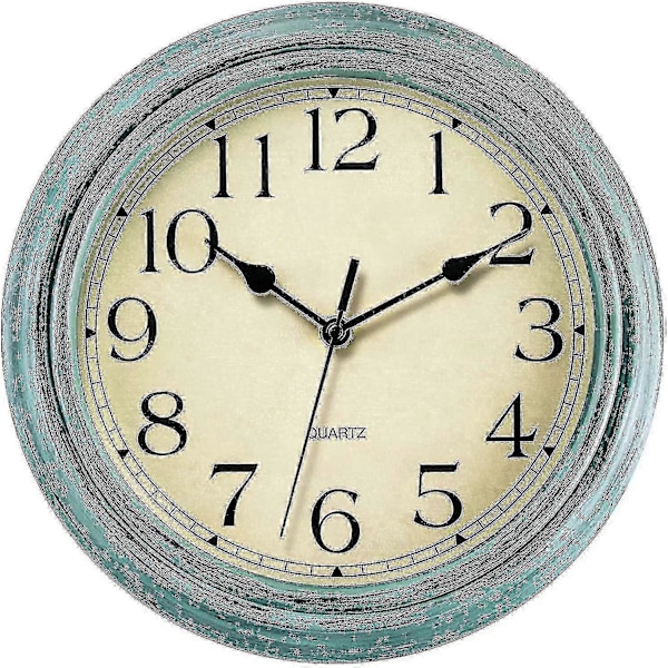 Tystgående Rund Retro Kvarts Klocka Väggklocka (30 cm) - Ny SZJR Blå