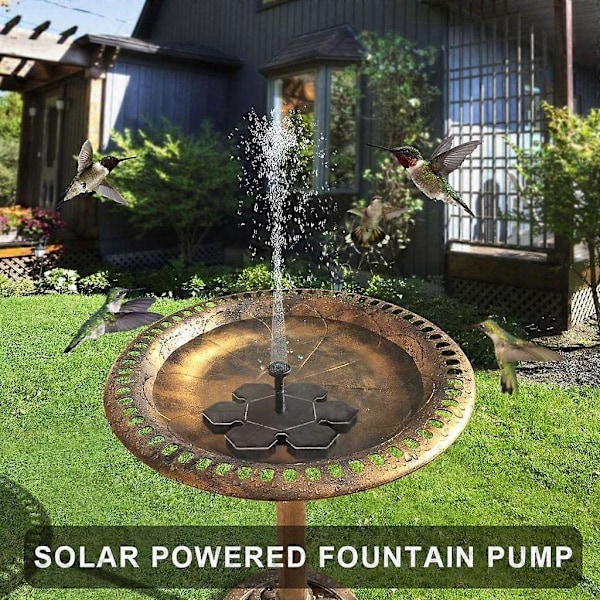 Solcellsdriven fontän, utomhus solcellsdriven dammpump med 1,5W solpanel, solcellspump, vattenpump, flytande fontän