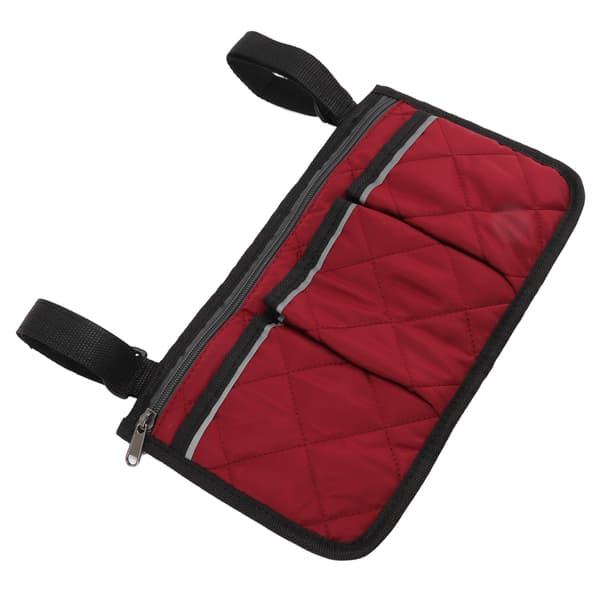 Rullestolveske Vanntett Polyester Multi Lomme Design Rullestol Sidelomme for Utendørs Mobil Stol Rød