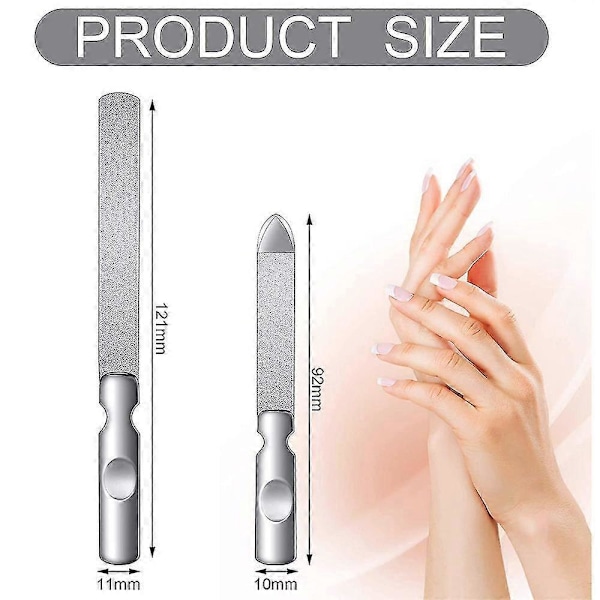 2 st Rostfria Nagelfilar Med Läderfodral, Dubbelsidiga Metallnagelfilar Med Halkfritt Handtag, Metallnagelfil Buffer Manikyr Pedikyrverktyg