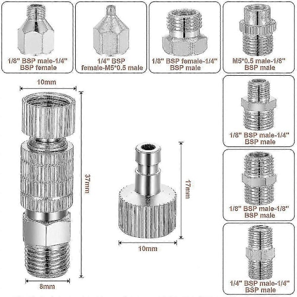 Airbrush Adapterset, Snabbkopplingsadapterkit för Airbrush, Nylonflätad Slang, För Kompressor Och Air_SZXM
