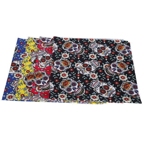 4 st bomullstyg 4 färger Punk Skull Mönster DIY HandMade PatchWork Sömnad Hantverk 50x50cm