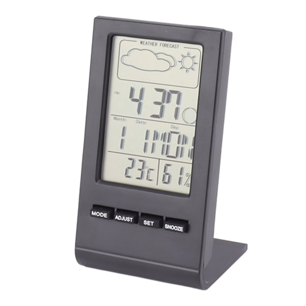 LCD-skærm digitalt hygrometer indendørs termometer fugtighedsmåler temperaturfugtighedsovervågningsalarmfunktion vejrvisning sort
