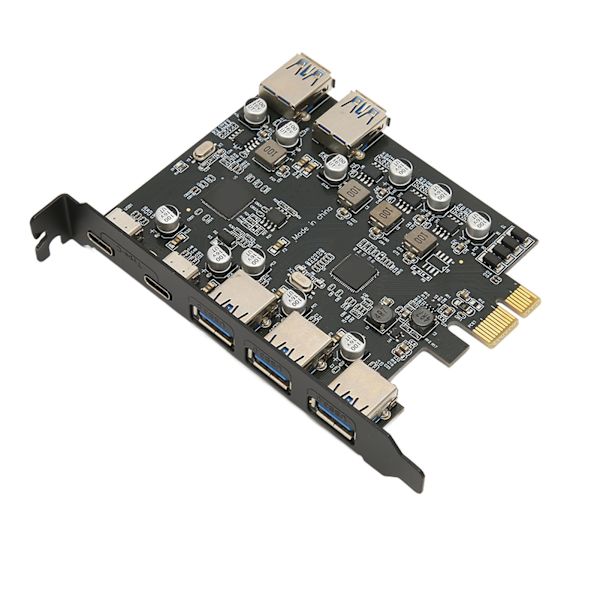 PCI E til USB-udvidelseskort 7 porte 5 Gbps USB PCI Express-kort med 2 USB 3.0-porte på bagsiden til Windows Xp til OS X til Linux