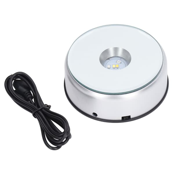 Roterende Utstillingsstativ 360° Roterende LED-lys 80 Sekunder Per Runde USB-lading LED-utstillingsbase for Kopper Krystaller