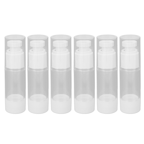 6st Kosmetiska flaskor Plastpresstyp Vakuumtransparent påfyllningsbar behållare 30ml