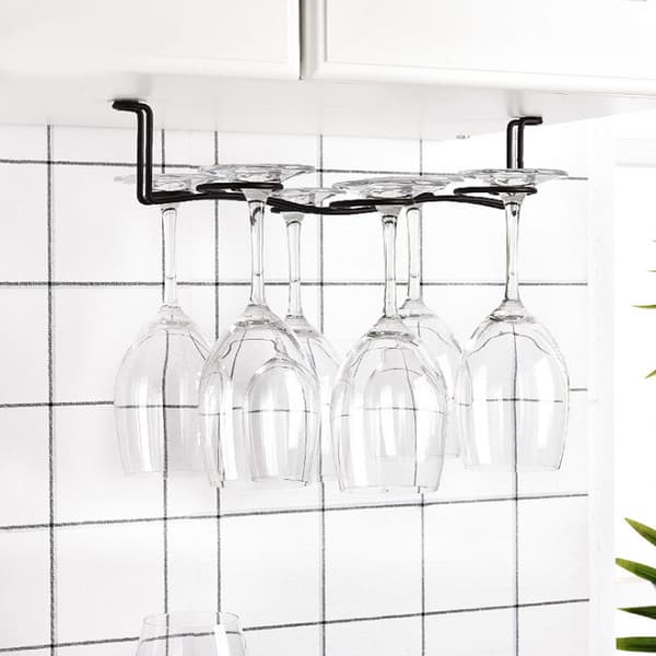Järnhängande 6 flaskor vinkoppställ glashållare displayhylla arrangör