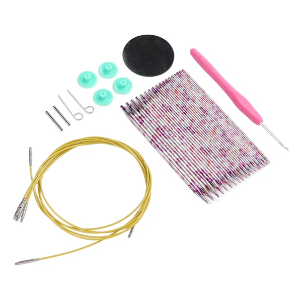 Set med cirkulära stickor, ergonomisk virknål, knapp, stickverktyg med förvaringsväska för gör-det-själv-projekt i hemmet