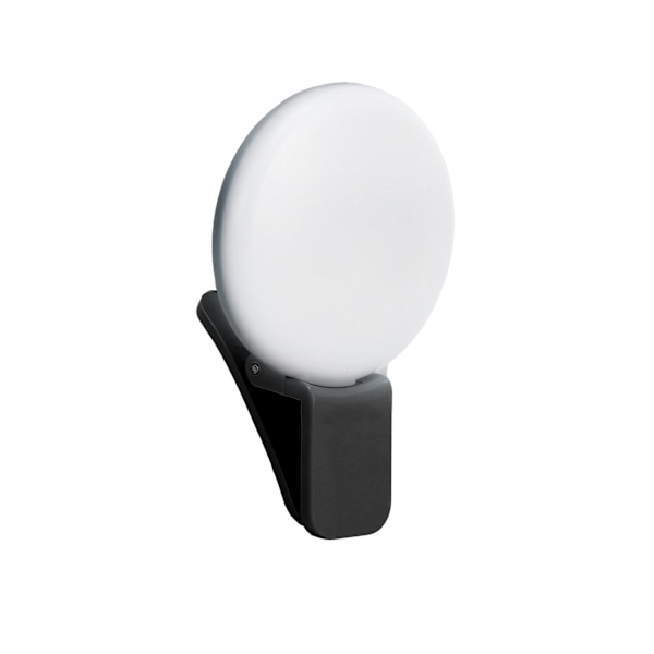 Mini telefonklips på fyldlys USB genopladelig selfie ringlys til livestreaming (sort)