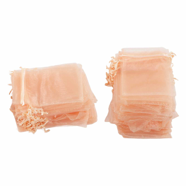 100 STK Organza tasker 10x15 cm Gennemsigtige snoregaveposer Mesh bærbare smykkeposer snøre til bryllup Rose guld