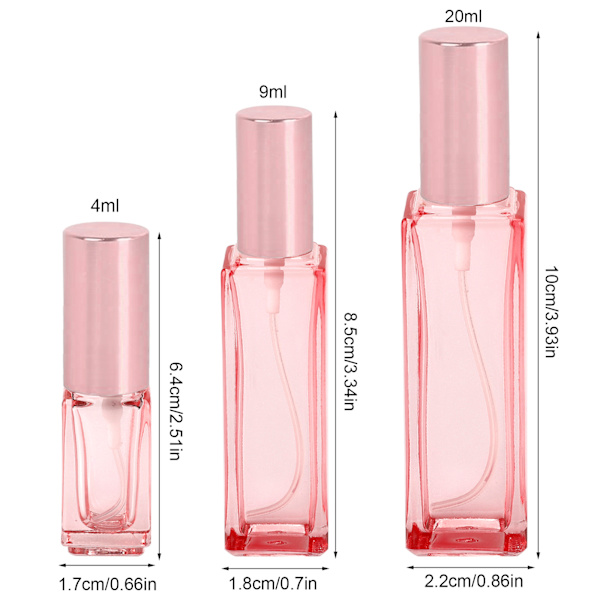 5 st fina sprayflaskor, tomma påfyllningsbara reseflaskor för vatten, parfym, eteriska oljor, 9 ml