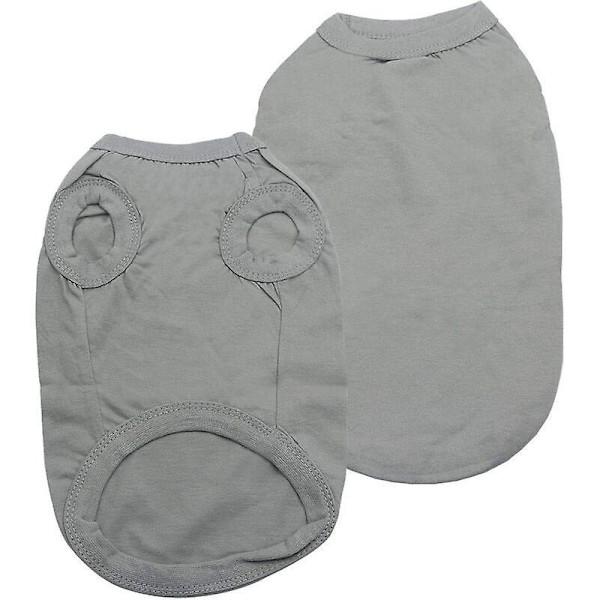 Bomulds Hundetøj Ensfarvet Hunde T-shirt Tøj Blød Åndbar Bomuldsskjorte Egnet til Katte og Hvalpe (2 Stykker) (Medium, Sort + Grå)