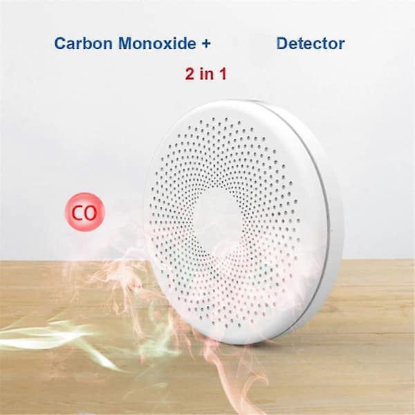 Smart WiFi rök- och kolmonoxiddetektor med APP-varningar, 2-i-1 brandlarm för hemsäkerhet, trådlös sensor White