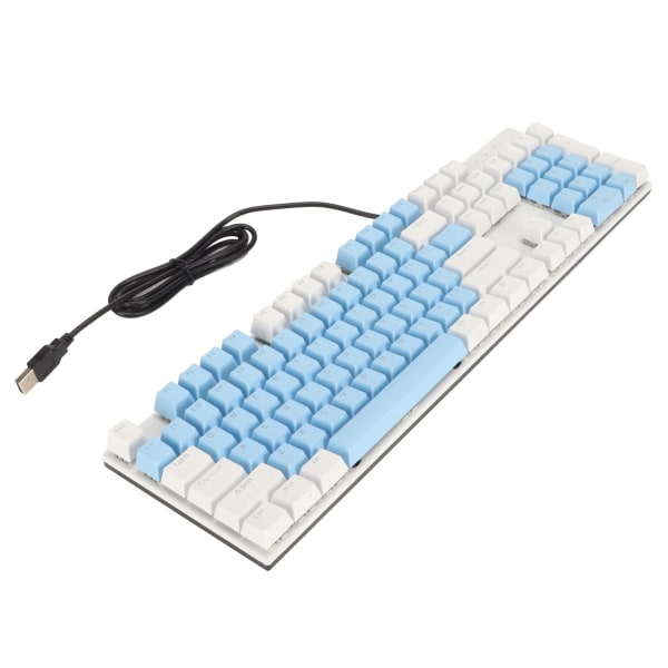 104 Taster Mekanisk Gaming Keyboard 28 Baggrundsbelysningstilstande Blå Switch Plug and Play RGB Kablet computertastatur til Windows til Linux Blå Hvid