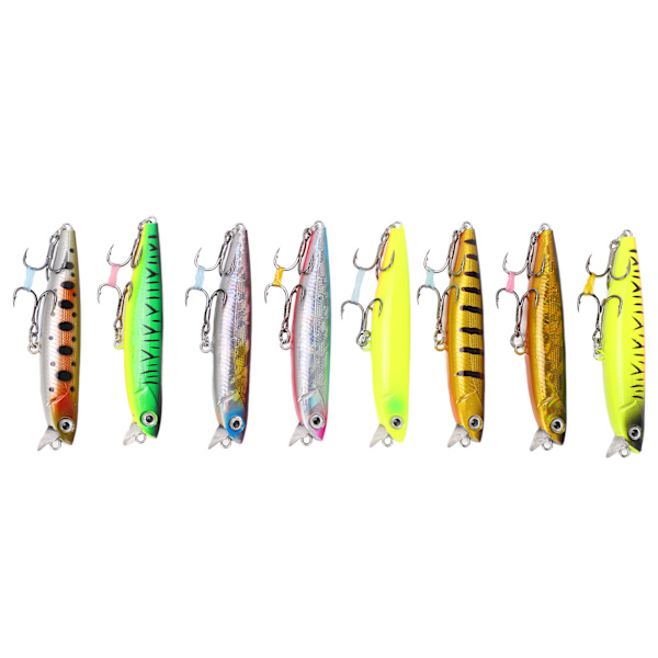 8 st 8 cm/14 g Minnow fiskedrag Sjunkande hårda beten set Super Long Cast VIB beten för bas öring abborre