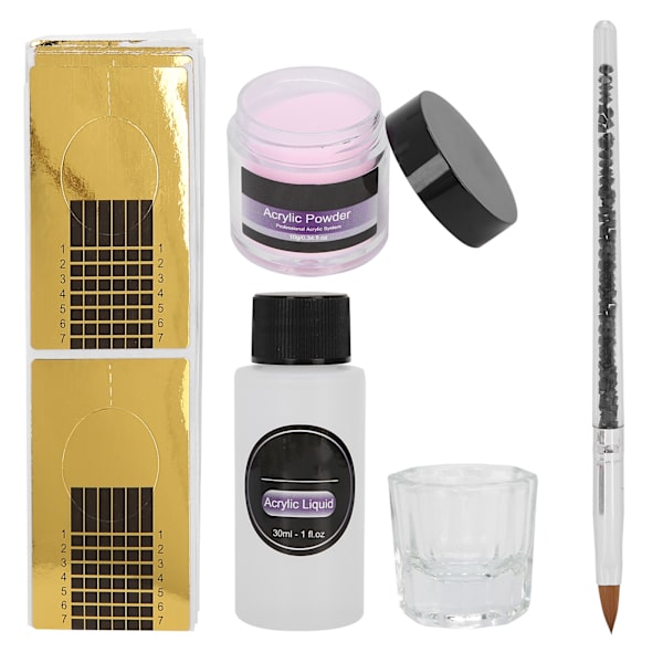 ROSALIND Kristallpulver Set Manikyr DIY Akryl Vätska Kopp Professionellt Nagelkonstverktyg Rosa