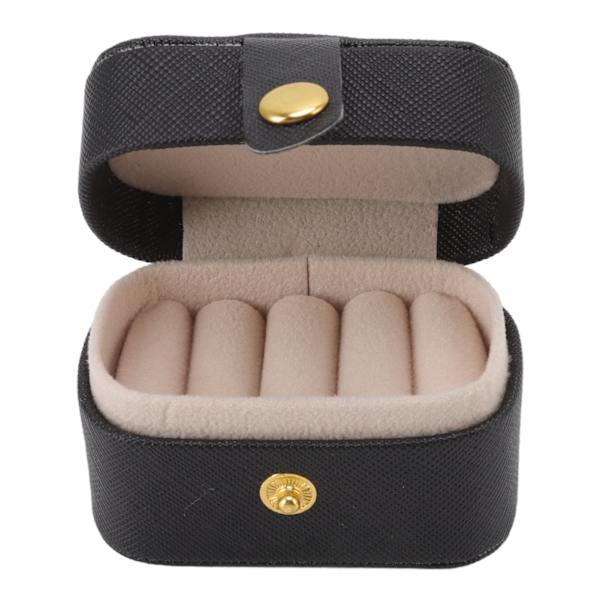 Mini Ring Förvaringslåda PU Läder Liten Smyckeskrin Organizer Liten Resa Örhänge Väska Svart
