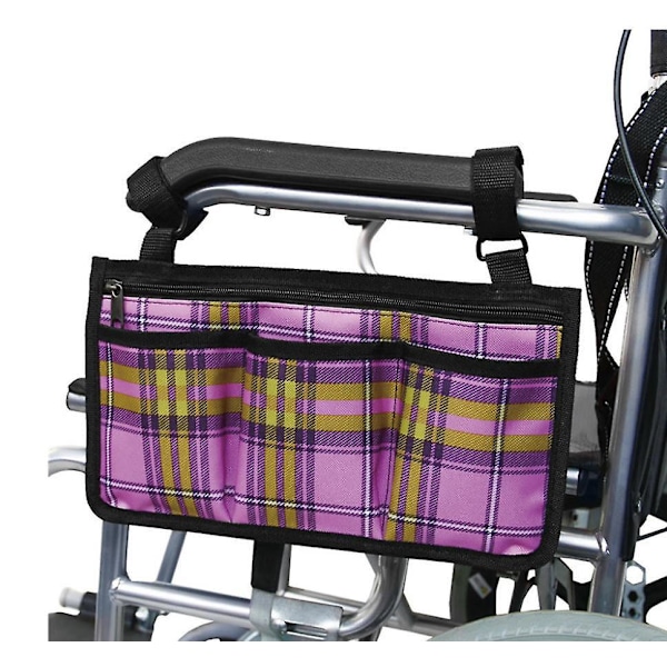 Kørestolstaske, Kørestolssidetaske til armlæn med refleksstribe til rollatorer, el-scootere, rollator tilbehør (mesh)