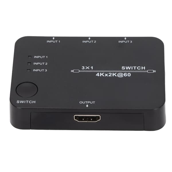 3 in 1 ut 4K2K 60Hz HD Multimedia Interface Video Switcher Låg Strömförbrukning Stabil HD Videoadapter