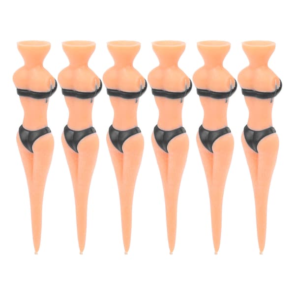 6 stk. PE Plast Golf Tees Skønhed Bikini Form Holdbart Træningsøvelsesværktøj Tilbehør Sort