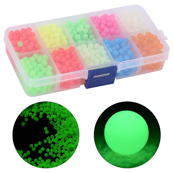 1000 st/låda Luminous Glow Beads Fiskeredskap lockar Verktyg Tillbehör för utomhusfiske