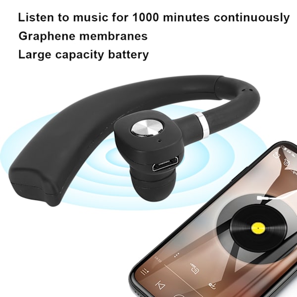 Vedenpitävät langattomat kuulokkeet Bluetooth In Ear -kuulokkeet Stereo Monaural Ear Hook -nappikuulokkeet (musta)