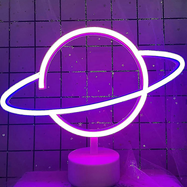 Planet Light Neonskilte Led Bordindretning Led Neonskilt Natlampe Med Base Batteridrevet Neonlys Til Soveværelse Børneværelse Bord Fødselsdagsfest Zek