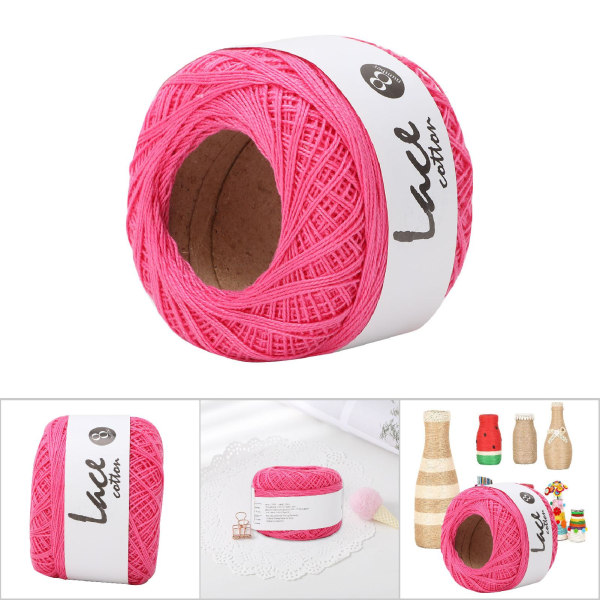 Lace Line Bomuld Håndhæklet Summer Silk Light Thin Line (6615 Rose Red)