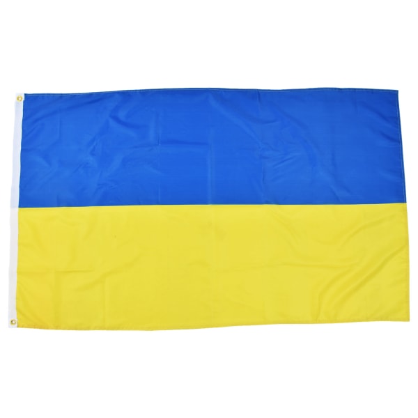 Ukrainan lippu Polyesteripongee Vivid Color UV-haalistumaton digitaalinen tulostus Ukrainan lippu