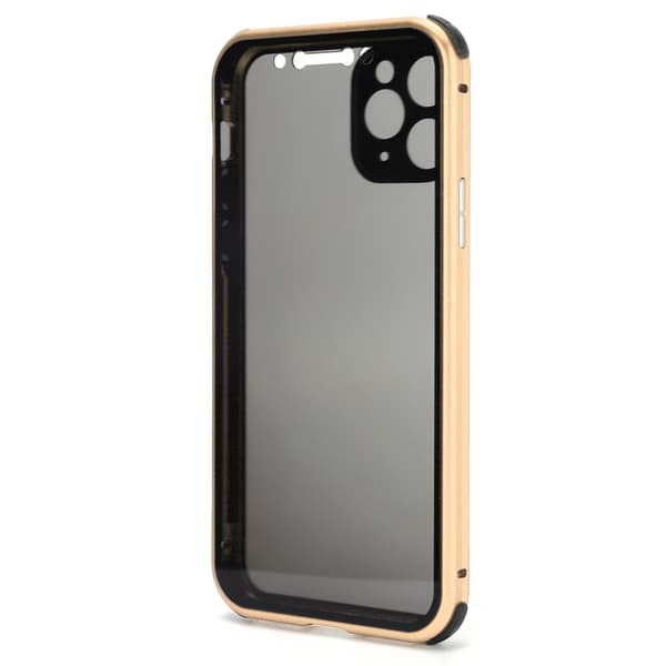 Anti-Peep Magnetisk Adsorption Telefonfodral Fram och Bak Glas Telefonfodral för IPhone 11ProGuld