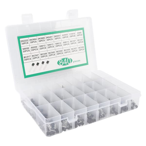 840 st BC337 BC549 A1015 Transistor Diod Triod 24 Värde NPN PNP Effekt Allmänt Transistor Sortimentssats