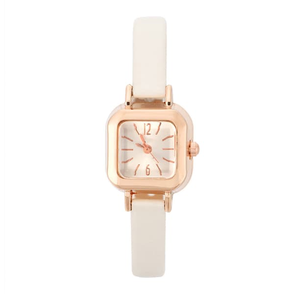 Moteriktig dame Quartz armbåndsur Analog PU-stropp armbåndsur (Hvit)