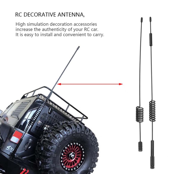 2 kpl metallisisustustarvikeosien simulaatioantenni Traxxas TRX-4 RC-telaketjuautoon