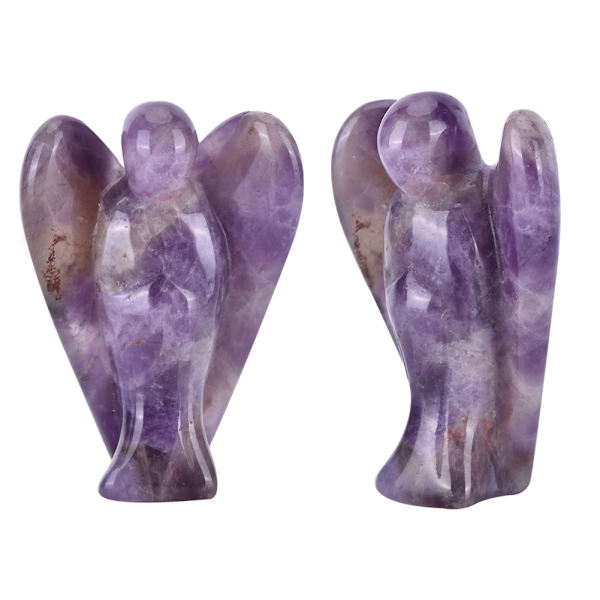 Smuk naturlig, klar kvartskrystal Healing Power udskåret englefigur (#01)