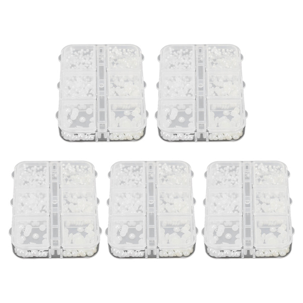 5 lådor Nagelberlocker Söta pärlor Falska strass Nail art Manikyrberlocker Vit A03