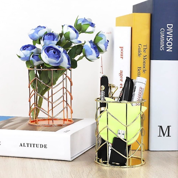 2 STK Makeup Organizer og Opbevaring, Holdbar Makeup Organizer i Metal, 2 Farver Makeup Børsteholdere Kosmetiske Børster Opbevaring til Eyelinere Øjenbryn Blyanter