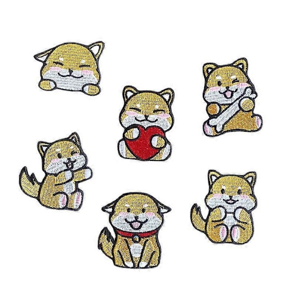 Sæt med 6 Nye Tegneserie Hvalpe Broderi Klud Mærkat Bagside Lim Computer Broderi DIY Håndtaske Tøj Patch Mærkat