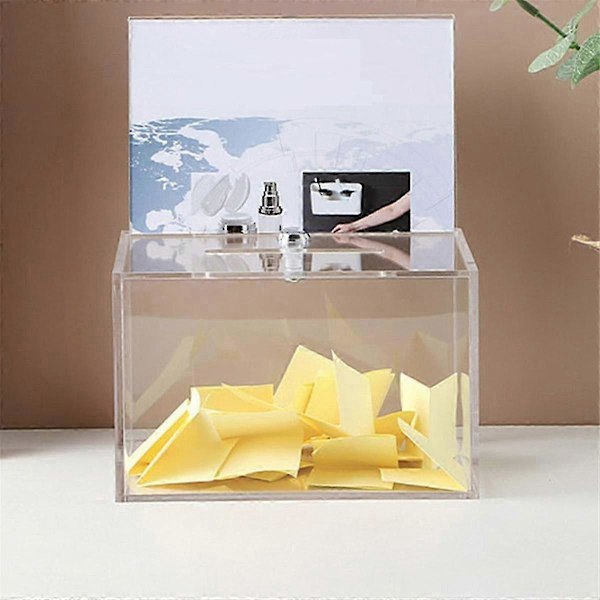 Transparent Donationsbox med Lås, Insamlingsbox, Röstlåda, Förslagslåda