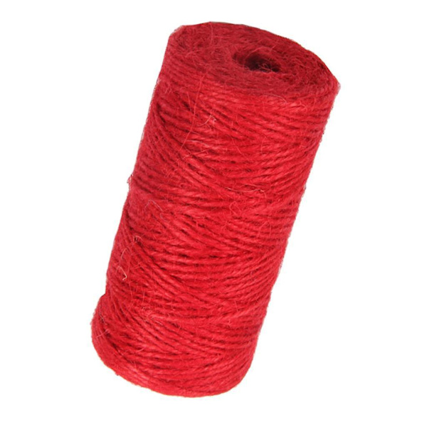 2 Rullar 100m Jute Snöre Hantverk DIY Presentförpackning Garn Rep Röd & Grön