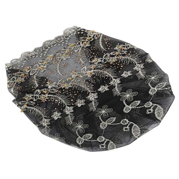 Turbanhuvudband, elegant, broderad fjäderstil, europeisk retrohatt för kvinnor, svart