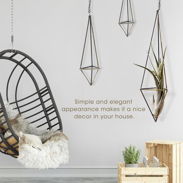 Geometrisk trekant hengende blomsterholder stativ elegant luftplanter bromeliader stativ husdekor M