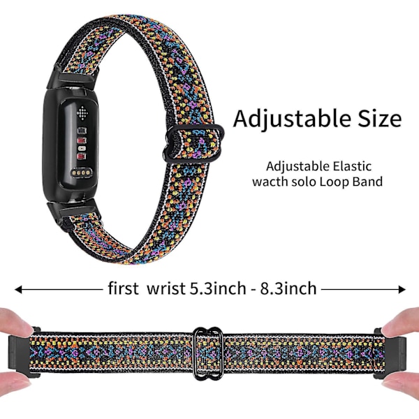 Fitbit Inspire 3 Elastinen Punottu Nylon Solo Loop Urheilukellohihna - Musta5