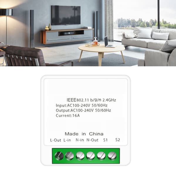 Smart lysbryter PCV WiFi APP fjernkontroll DIY av- og på-bryter for Tuya 16A hvit