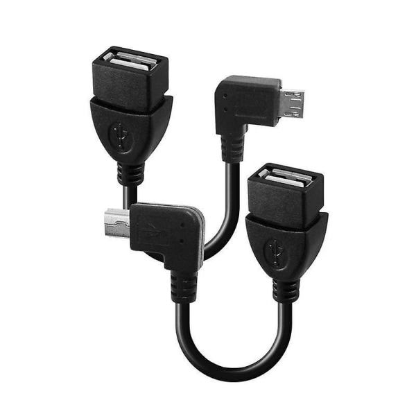 Adapterkabelsett for Android-nettbrett - Vinklet Micro USB OTG, Vinklet Mini USB OTG, Minienheter til standard