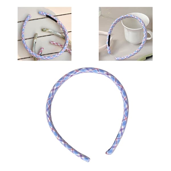 Hårband för kvinnor i rutig design, halkfritt, eleganta tyghårtillbehör, för flickor, blå