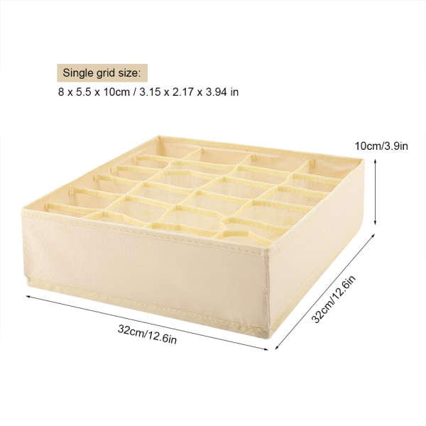 Undertøj Divider Skab Organizer BH Slips Sokker Container Opbevaringsbokse Beige